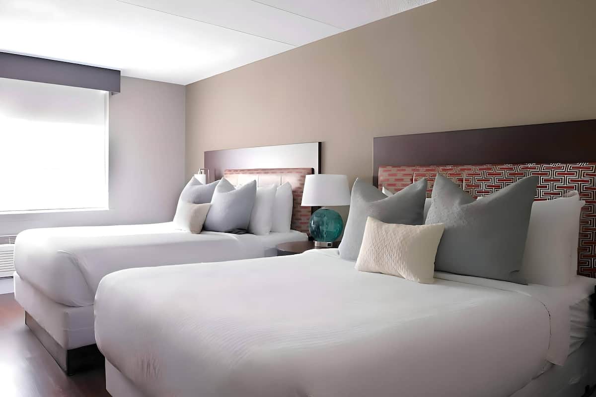 Standard Room, 2 Queen Beds, Non Smoking | Desk, blackout drapes, iron/ironing board, free cribs/infant beds