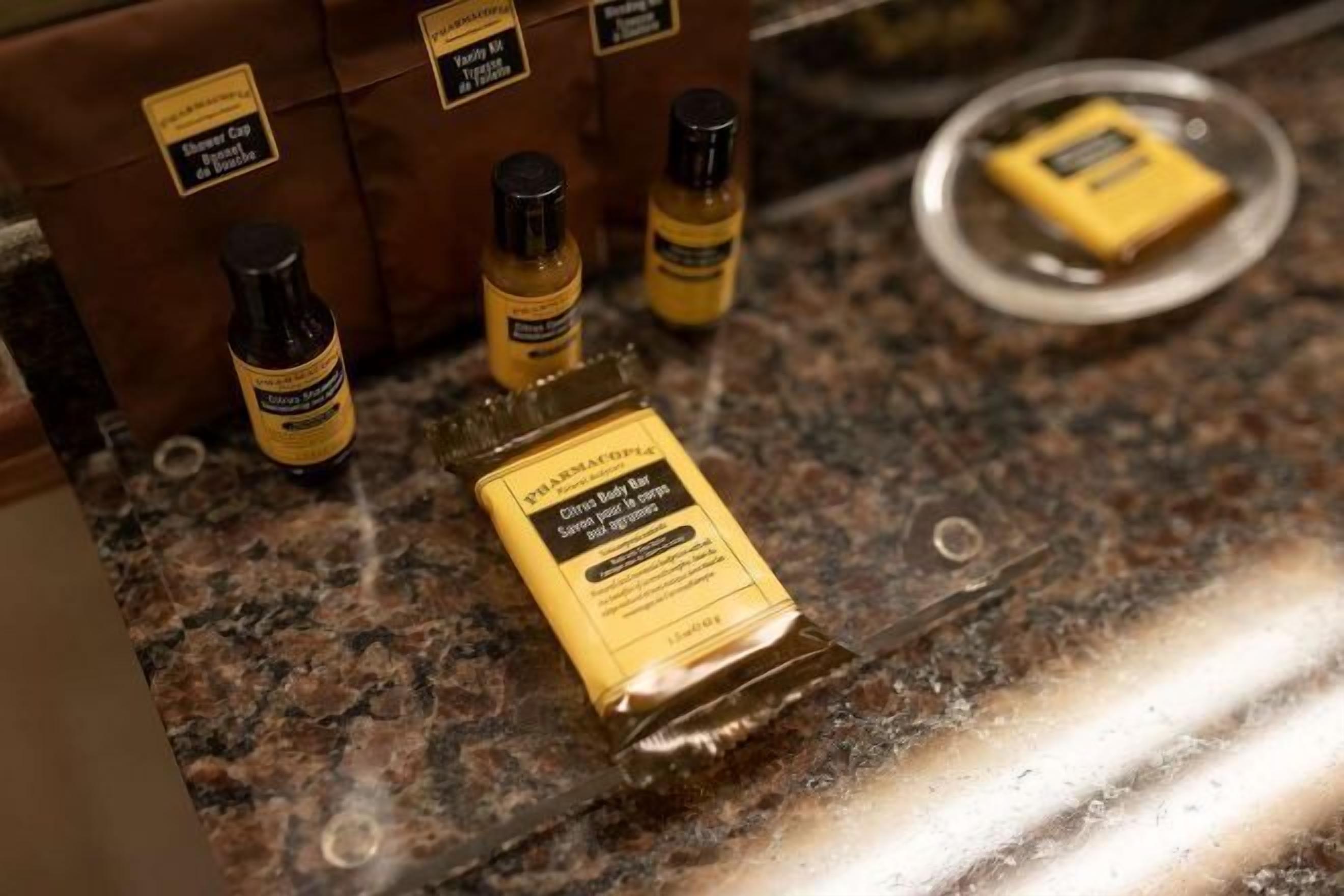 Articles de toilette écologiques, séchoir à cheveux, serviettes fournies