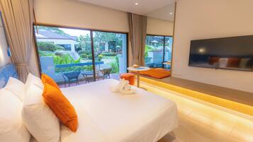 Premier Room, 2 Twin Beds, Pool View | Minibar, in-room safe, desk, iron/ironing board