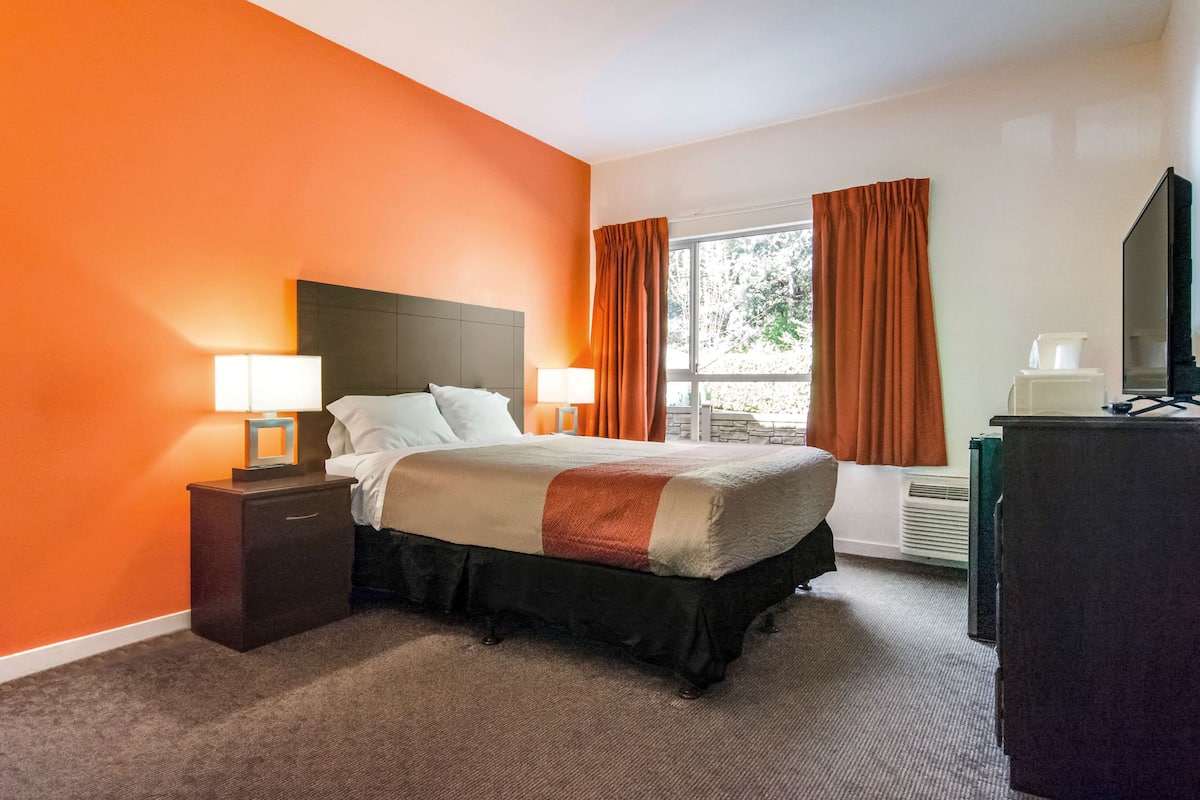 Desk, blackout curtains, iron/ironing board, free WiFi