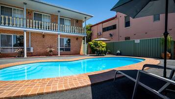 Outdoor pool, pool loungers