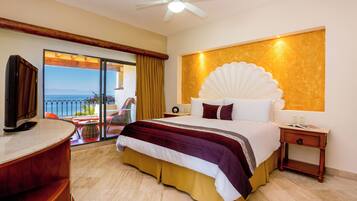 Suite, frente al océano | Sábanas de algodón egipcio, ropa de cama de alta calidad y edredón