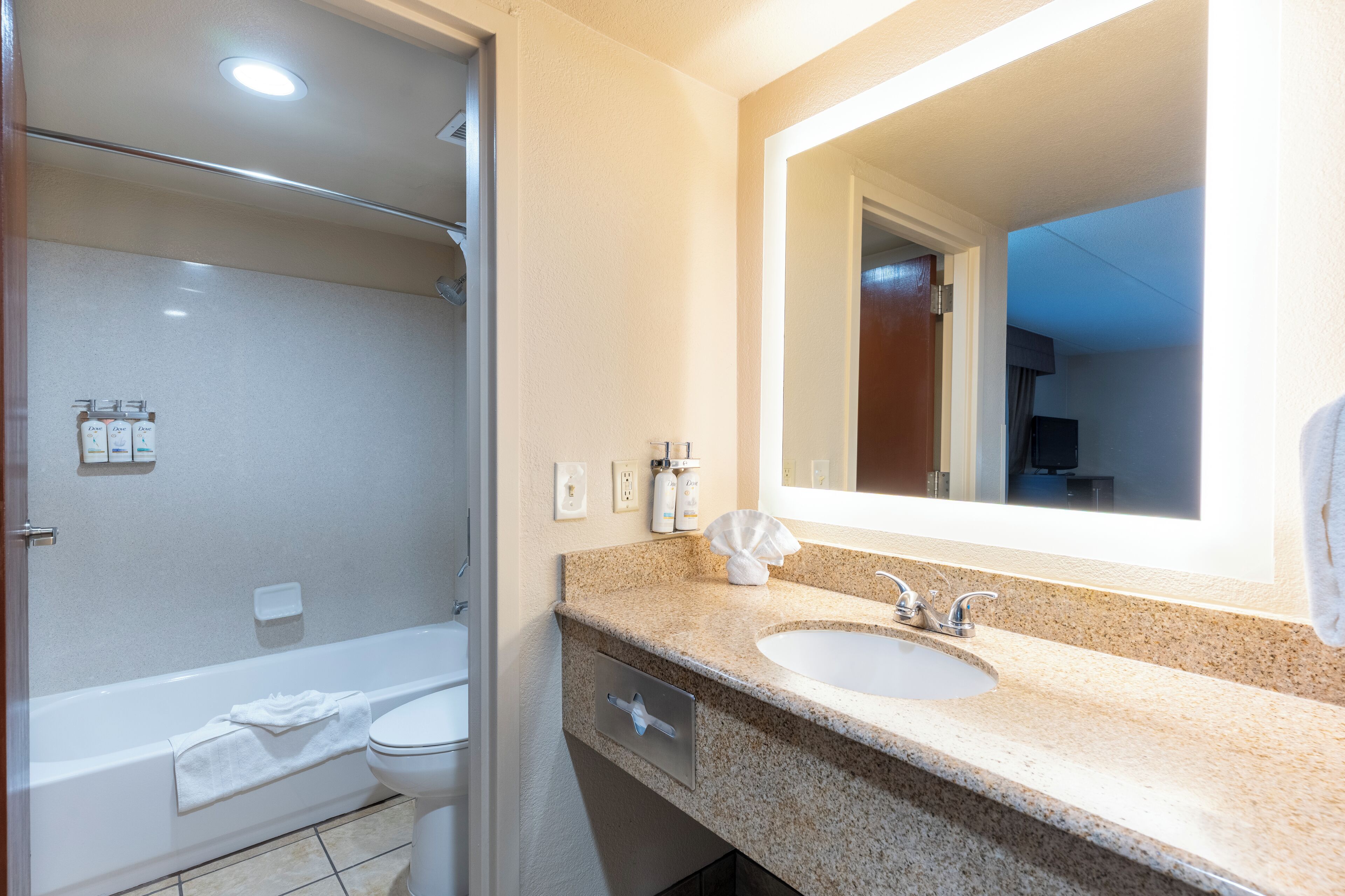 free toiletries, hair dryer, towels, soap