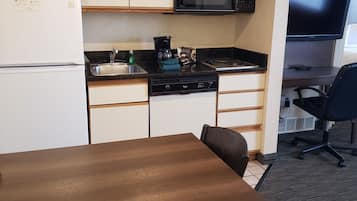 Superior Suite, 1 King Bed with Sofa bed, Jetted Tub (One-Bedroom) | Private kitchen | Full-size fridge, coffee/tea maker, freezer, ice maker