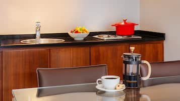 Fridge, espresso maker, eco-friendly cleaning products