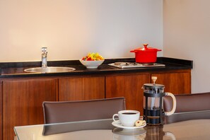 Fridge, espresso maker, eco-friendly cleaning products