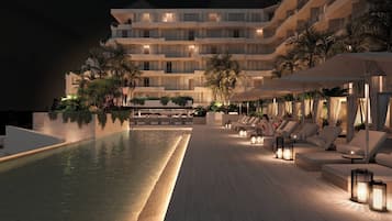 Outdoor pool, sun loungers