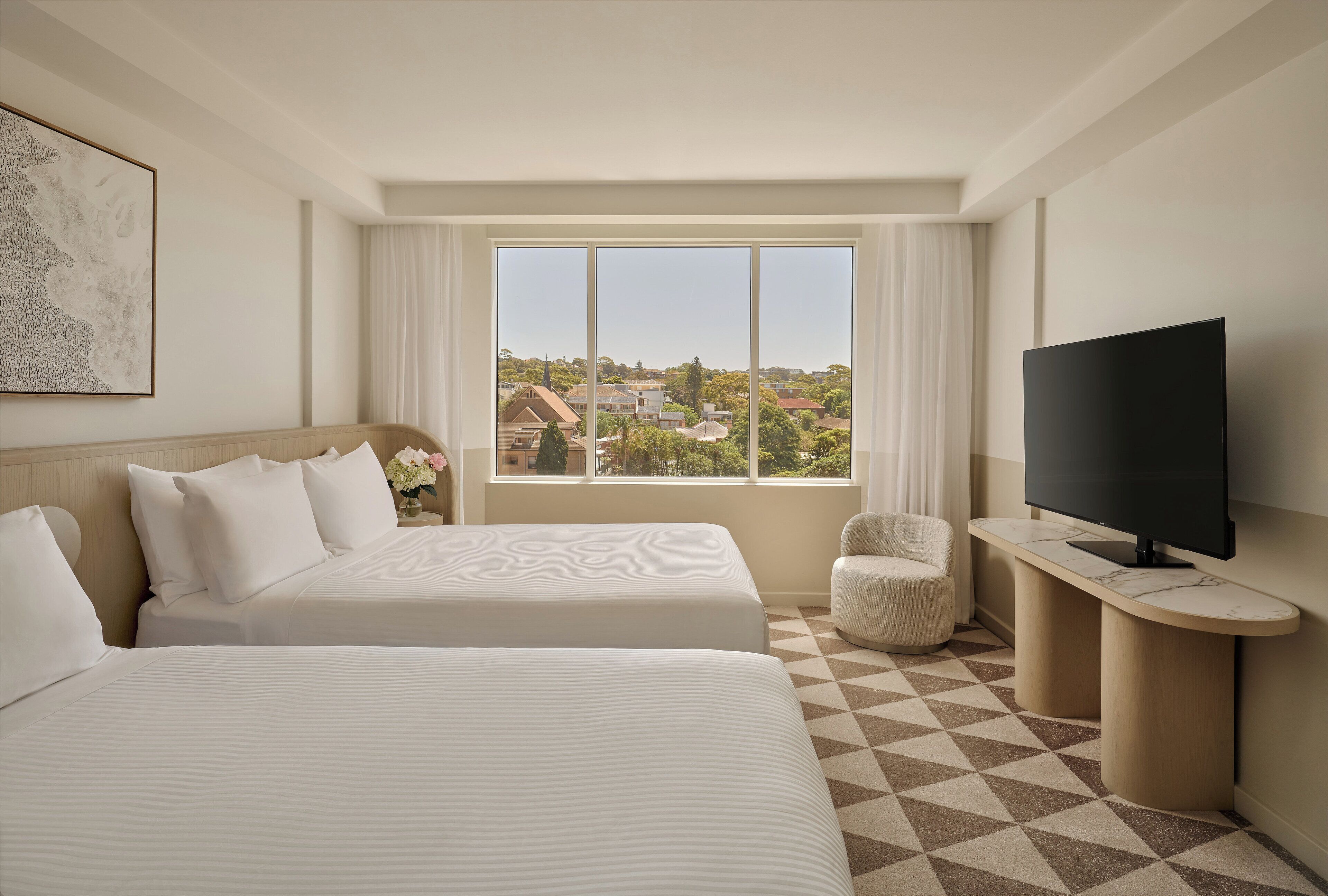 Classic Room, 2 Double Beds (Coogee View) | Minibar, in-room safe, desk, laptop workspace
