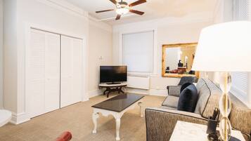 Balcony Suite | Premium bedding, pillowtop beds, desk, laptop workspace