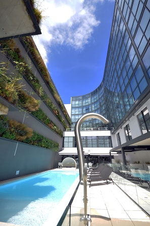 Outdoor pool, sun loungers