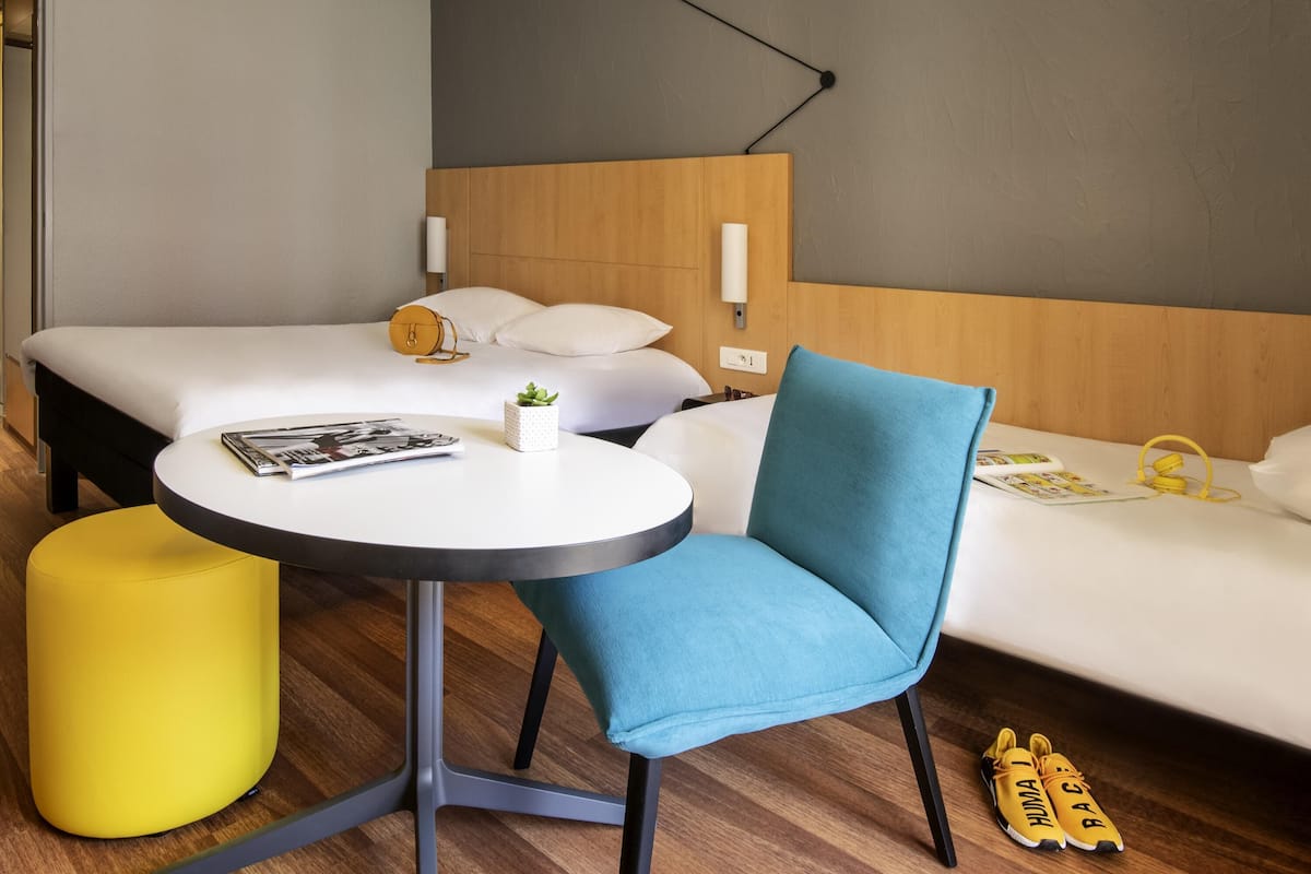 standard double room, 2 double beds | premium bedding, in-room safe, desk, soundproofing