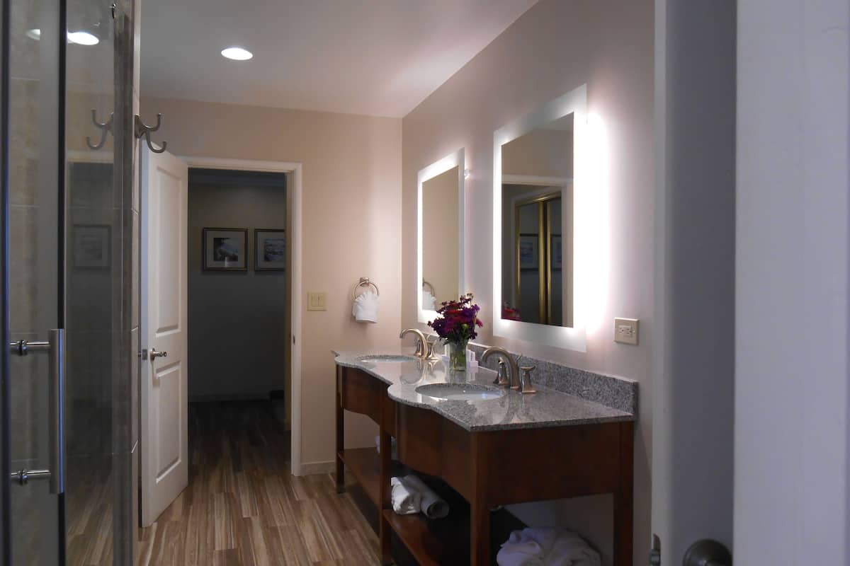 suite | bathroom | combined shower/bathtub, free toiletries, hair dryer, towels