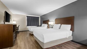 Room, 2 Queen Beds, Non Smoking | Laptop workspace, iron/ironing board, free WiFi, bed sheets