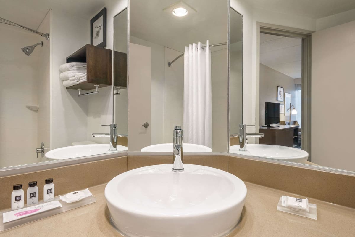 1 bedroom, hypo-allergenic bedding, desk, iron/ironing board