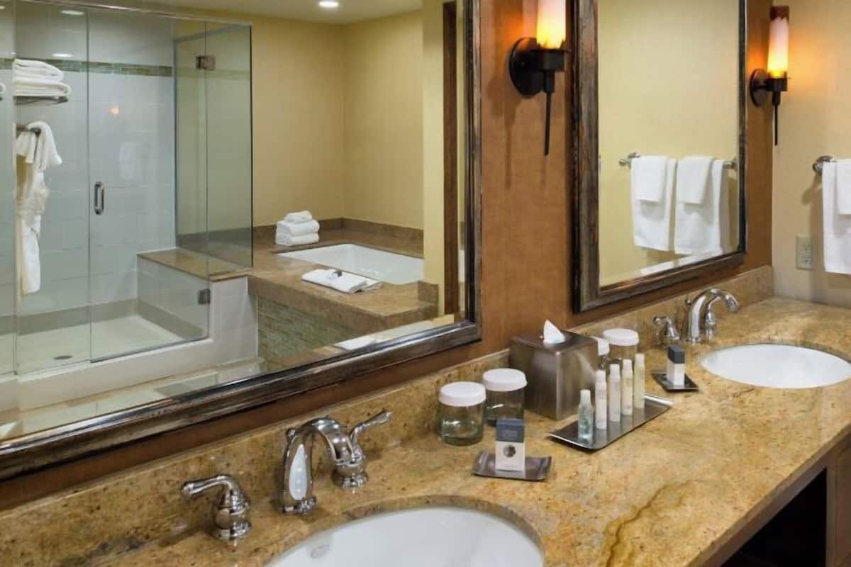 Amenidades de baño de diseñador, secadora de cabello, toallas