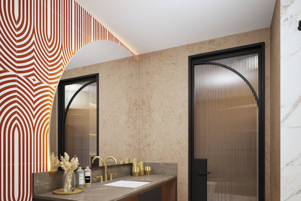 Combined shower/tub, hydromassage showerhead, eco-friendly toiletries