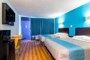 Premium bedding, desk, blackout curtains, iron/ironing board
