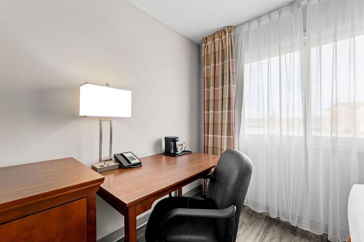 Room, 2 Queen Beds, Non Smoking | Desk, laptop workspace, blackout curtains, iron/ironing board