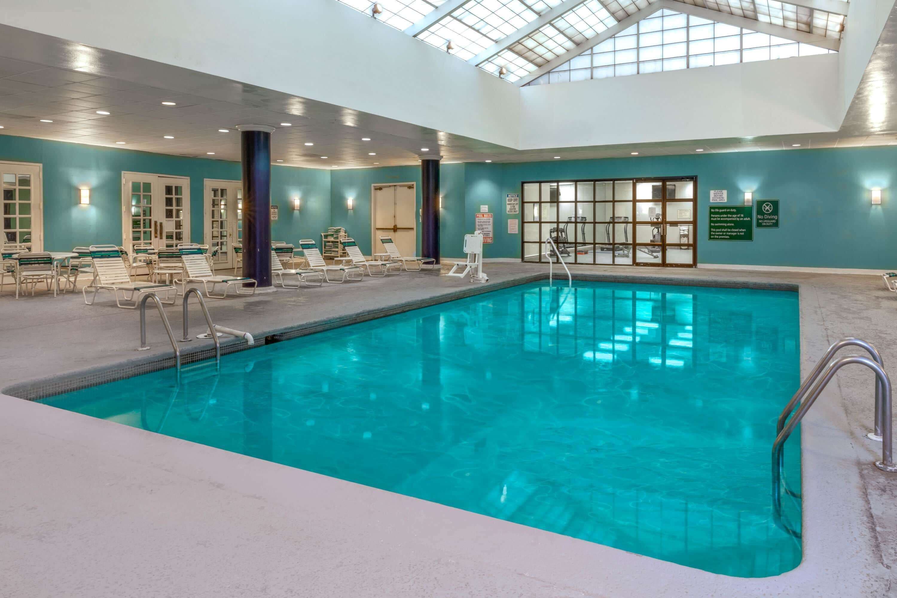 Indoor pool, sun loungers
