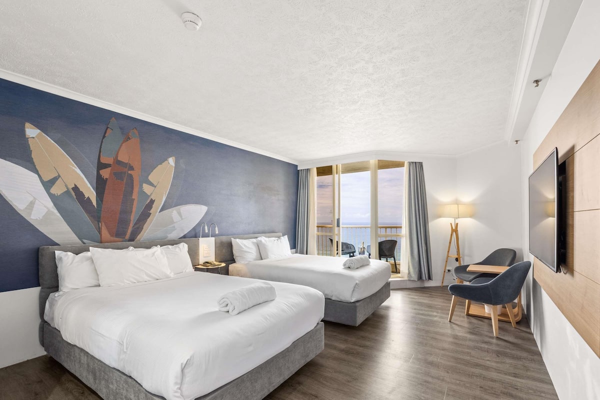 Deluxe Room, 2 Double Beds, Ocean View | Hypo-allergenic bedding, in-room safe, desk, blackout drapes