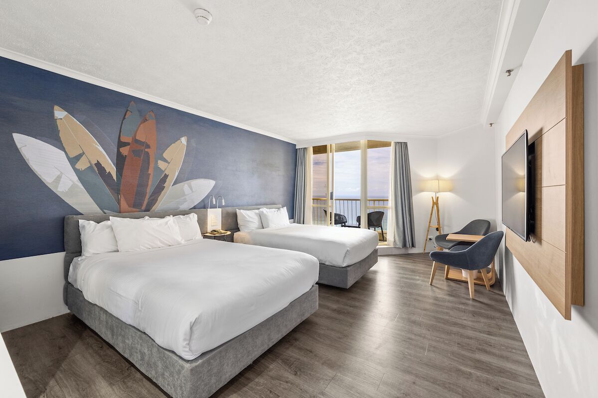 Deluxe Room, 2 Double Beds, Ocean View | Hypo-allergenic bedding, in-room safe, desk, blackout drapes