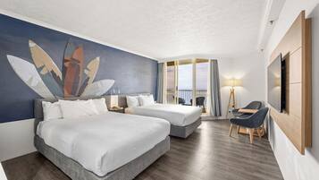 Deluxe Room, 2 Double Beds, Ocean View | Hypo-allergenic bedding, in-room safe, desk, blackout drapes