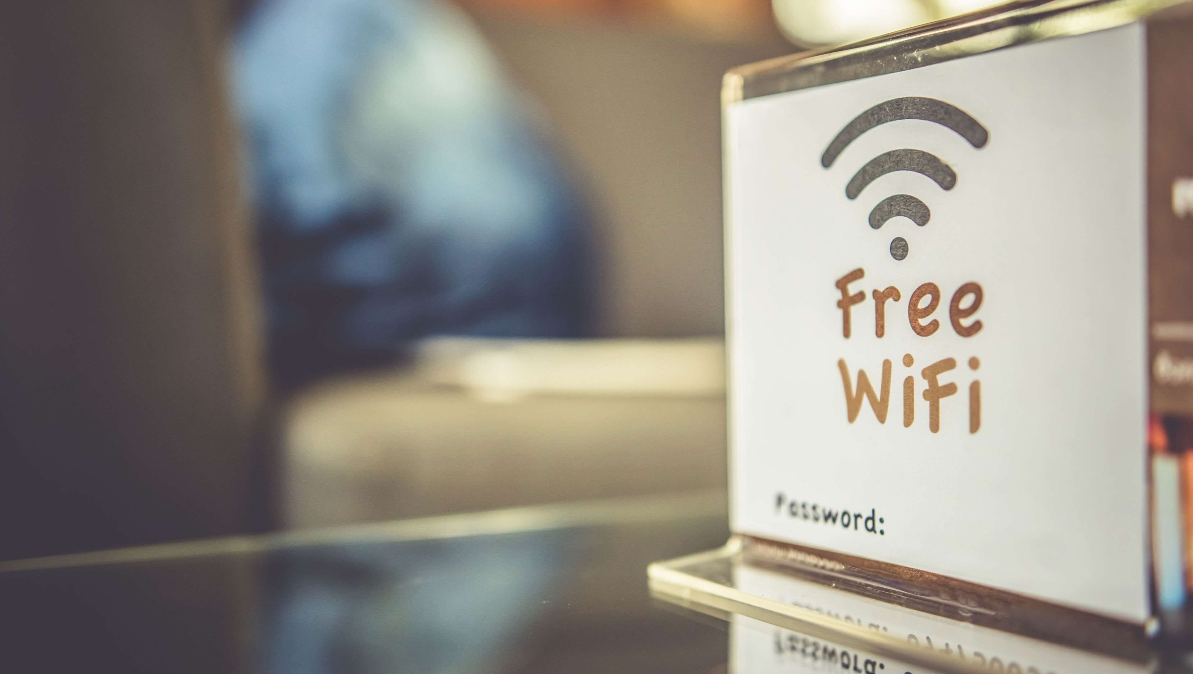 A sign indicating free WiFi availability.