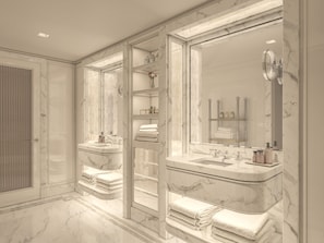 Suite (Greywacke Heritage) | Badkamer | Designer toiletartikelen, een haardroger, badjassen, pantoffels