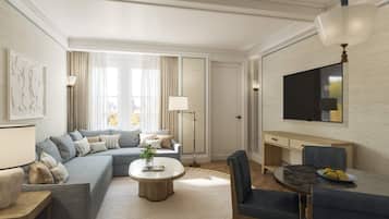 Suite Deluxe (Grand) | Zona de estar | Televisión LCD de 55 pulgadas con canales por cable, una televisión