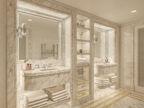 Suite (Bethesda Grandeur) | Bathroom | Designer toiletries, hair dryer, bathrobes, slippers
