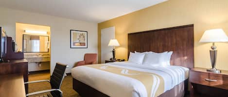 Desk, laptop workspace, iron/ironing board, free cribs/infant beds