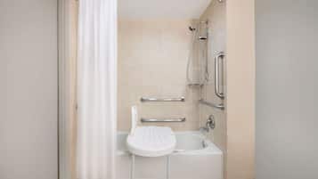 Room, 1 Queen Bed, Accessible, Bathtub | Bathroom | Combined shower/tub, spring water tub, designer toiletries, hair dryer