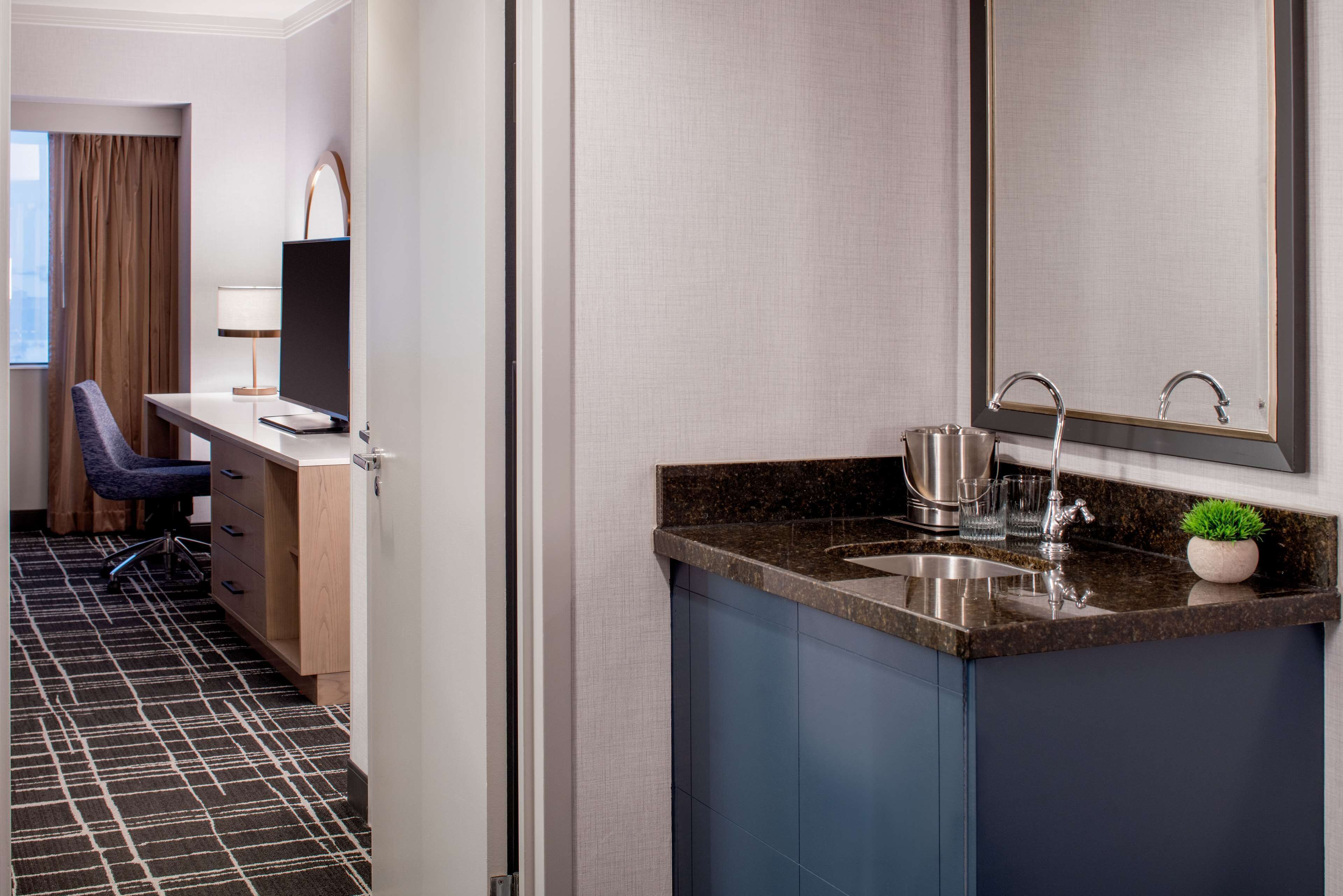 in-room safe, desk, laptop workspace, soundproofing