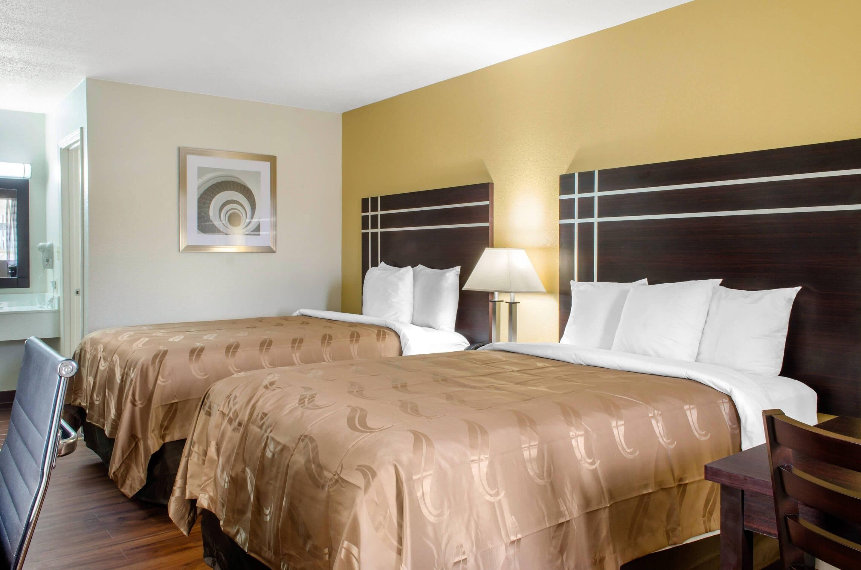 Premium bedding, desk, blackout curtains, iron/ironing board