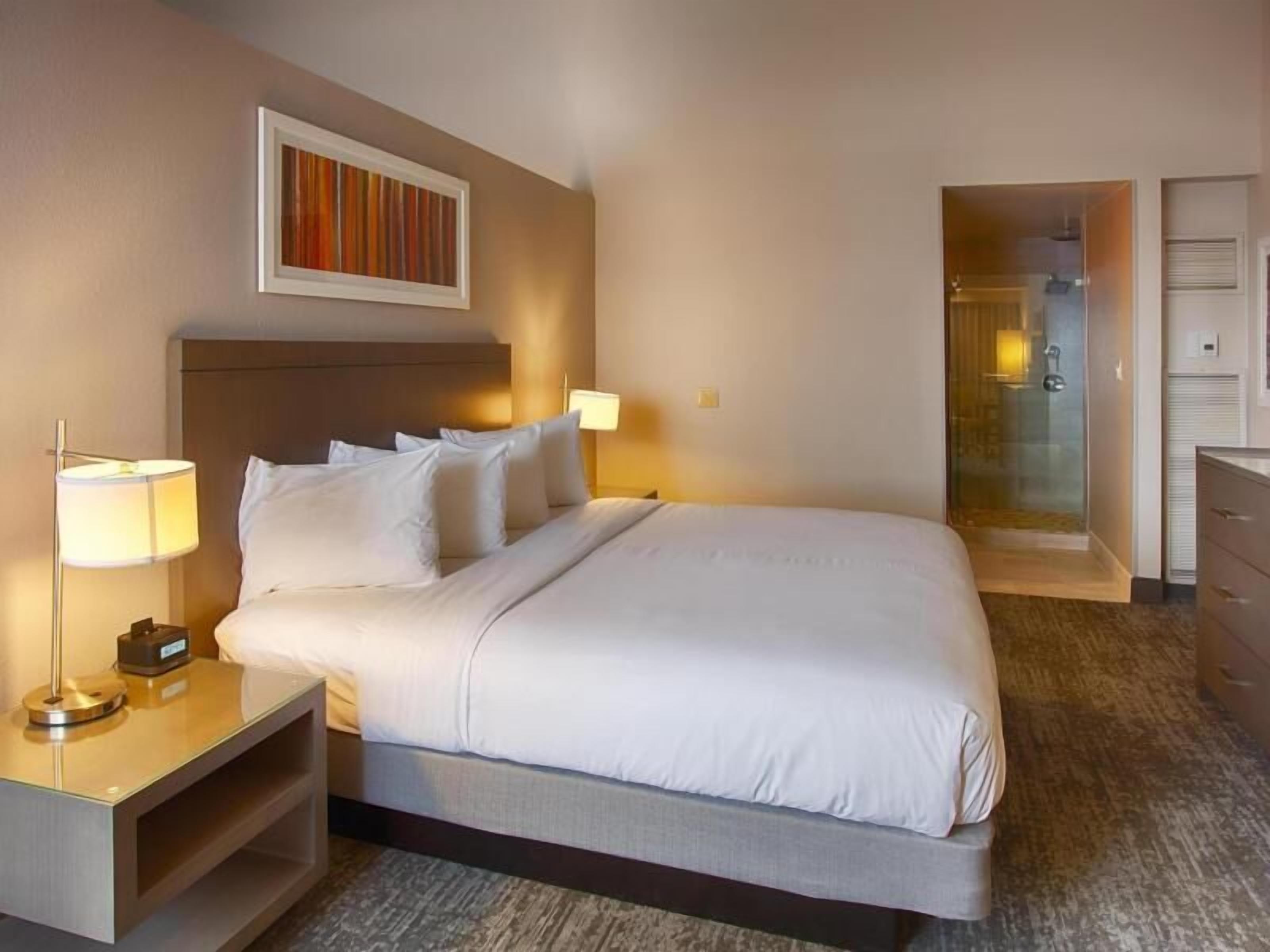 1 bedroom, hypo-allergenic bedding, down comforters, in-room safe