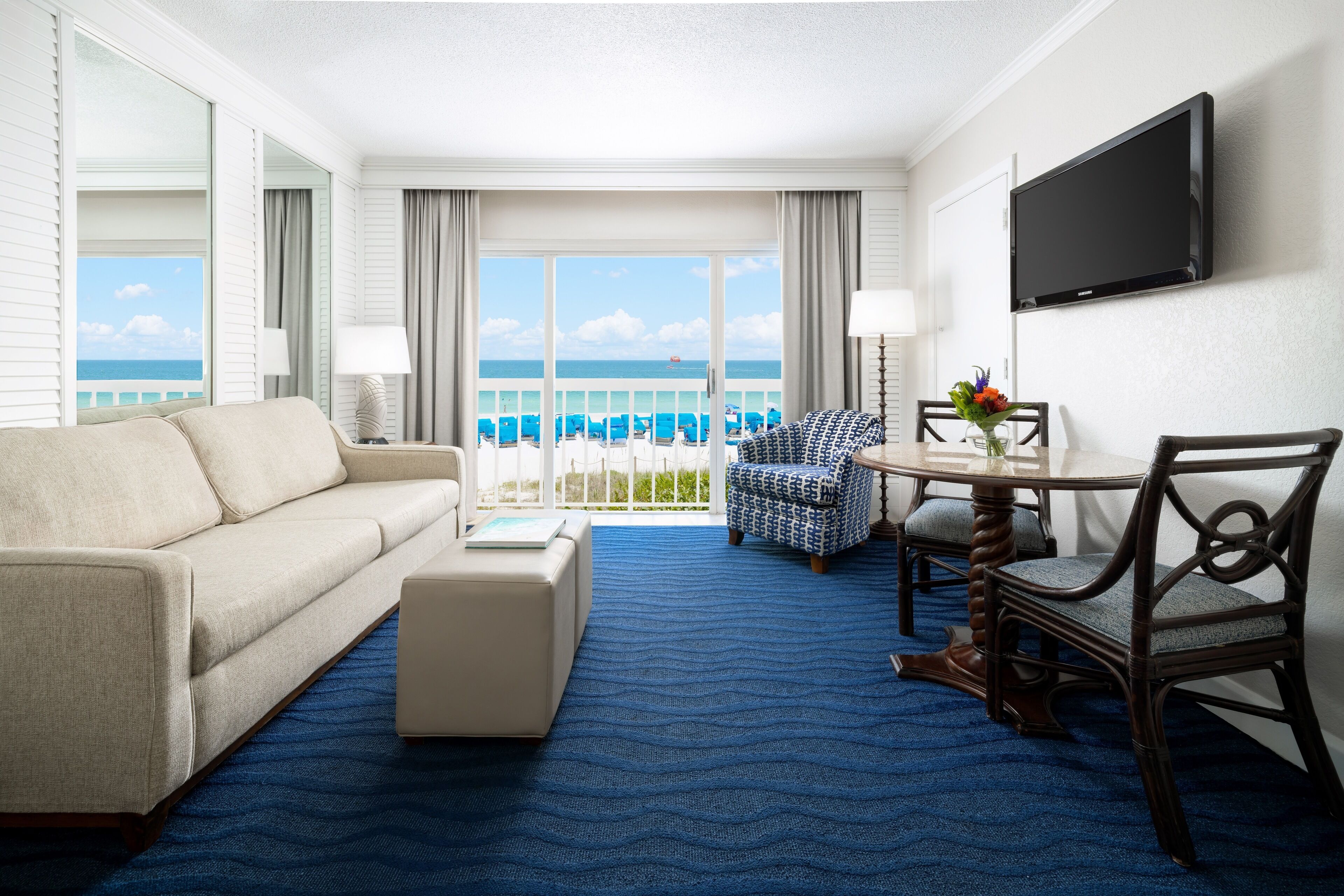 Gulf Front View Villa with Balcony 2 Double Beds | Pillow-top beds, in-room safe, desk, blackout curtains