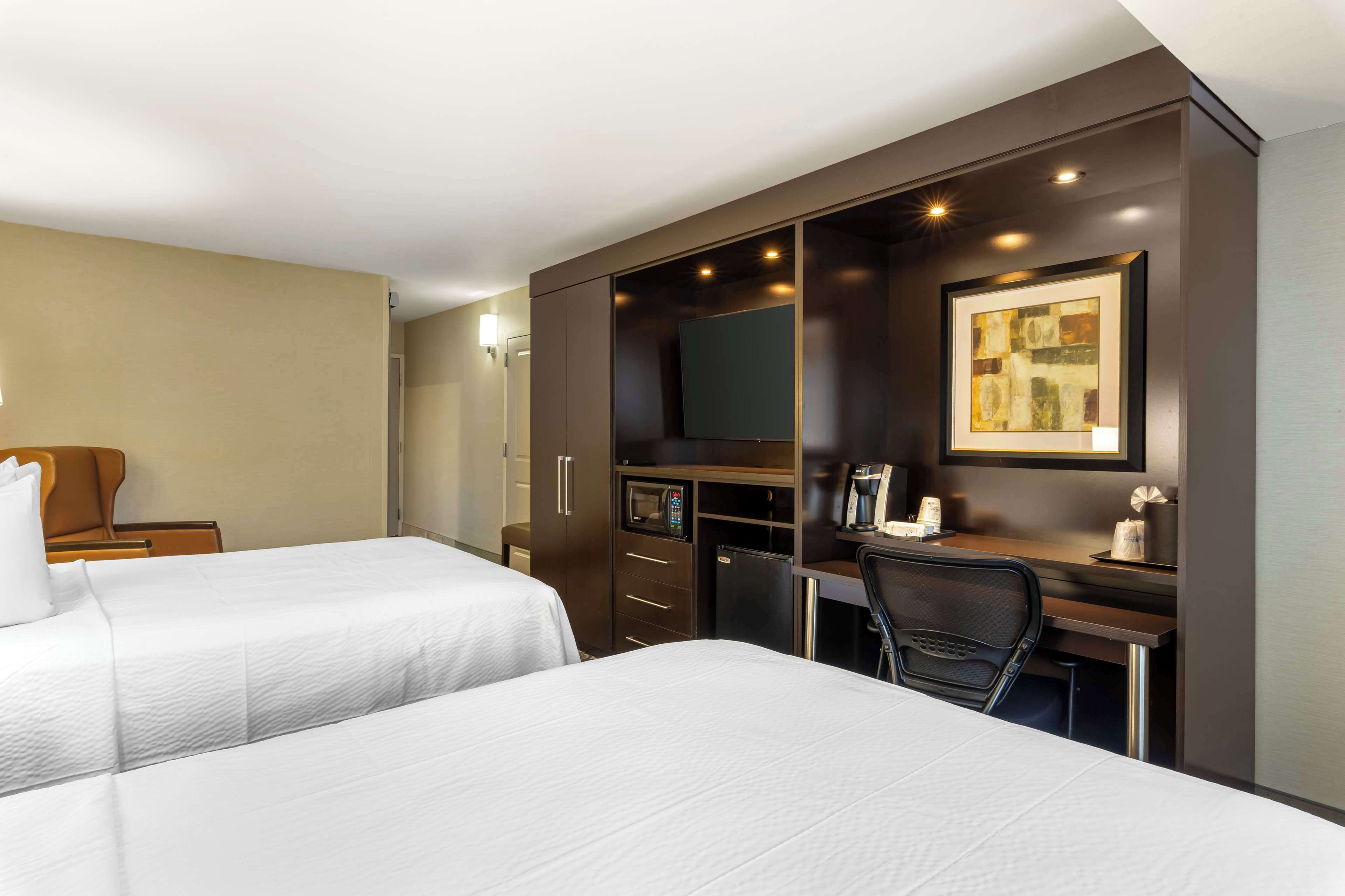 standard room, 2 queen beds, accessible, refrigerator & microwave | 1 bedroom, desk, laptop workspace, iron/ironing board