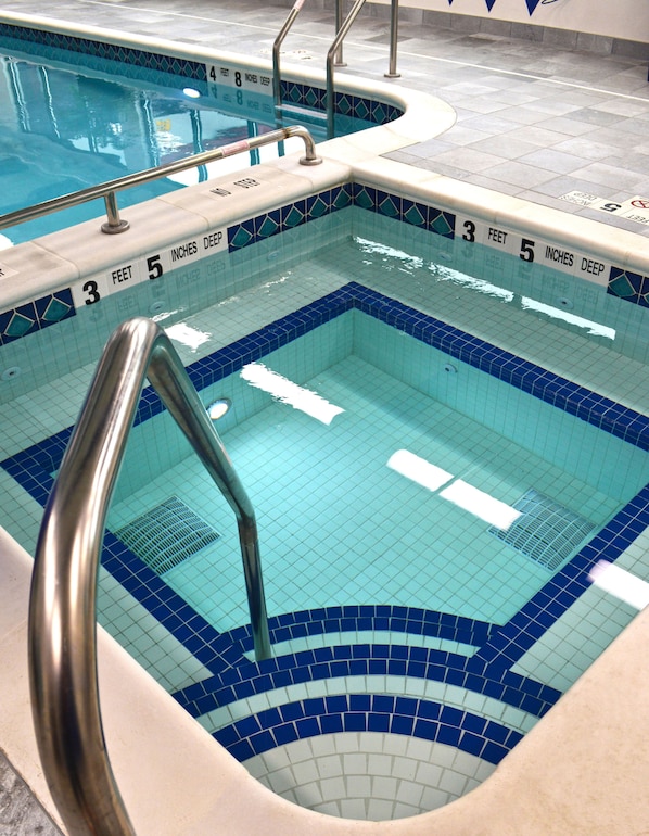 Indoor pool, open 7:00 AM to 10:00 PM, sun loungers