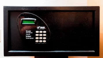 A digital lock system with a keypad and a display.