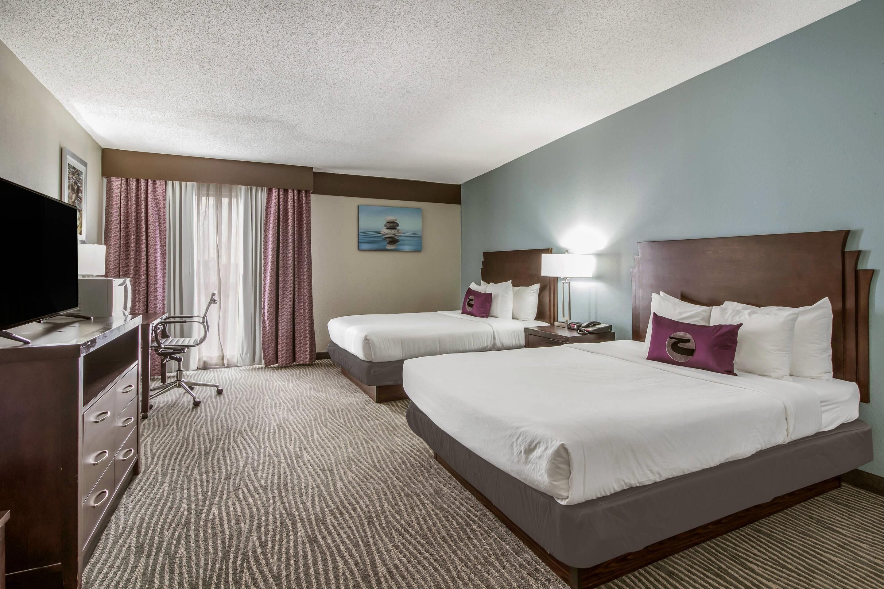 Standard Room, 2 Queen Beds, Non Smoking (Efficiency) | Desk, iron/ironing board, free cribs/infant beds, rollaway beds