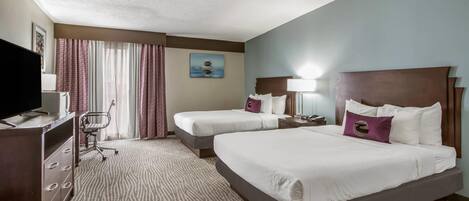 Standard Room, 2 Queen Beds, Non Smoking (Efficiency) | Desk, iron/ironing board, free cribs/infant beds, rollaway beds