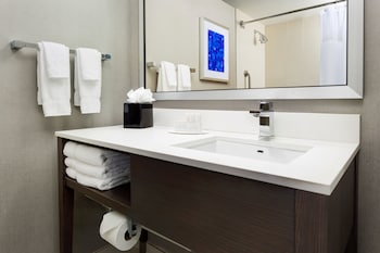Bathroom sink at Courtyard by Marriott Boston-Cambridge