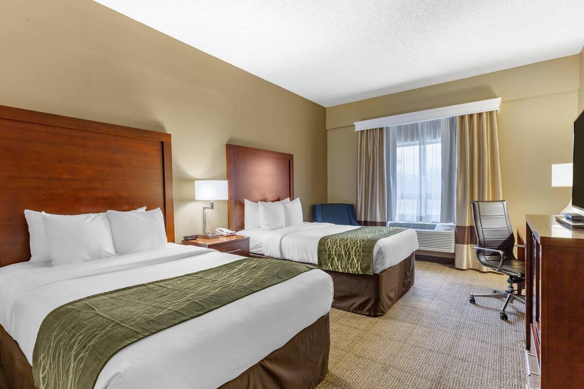 Standard Room, 2 Double Beds, Non Smoking | Premium bedding, pillowtop beds, desk, blackout drapes