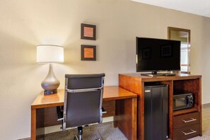 Premium bedding, pillow-top beds, desk, blackout curtains