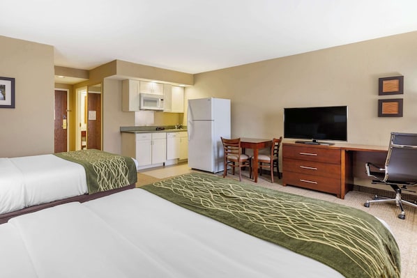 Suite, 2 Double Beds, Non Smoking | Premium bedding, pillowtop beds, desk, blackout drapes