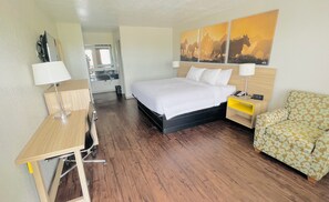 Desk, free WiFi, bed sheets, alarm clocks