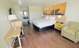 Escritorio, wifi gratis, ropa de cama y despertador 