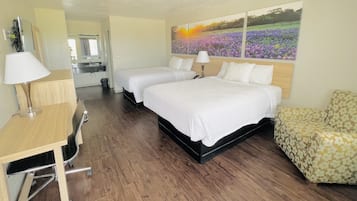 Desk, free WiFi, bed sheets, alarm clocks