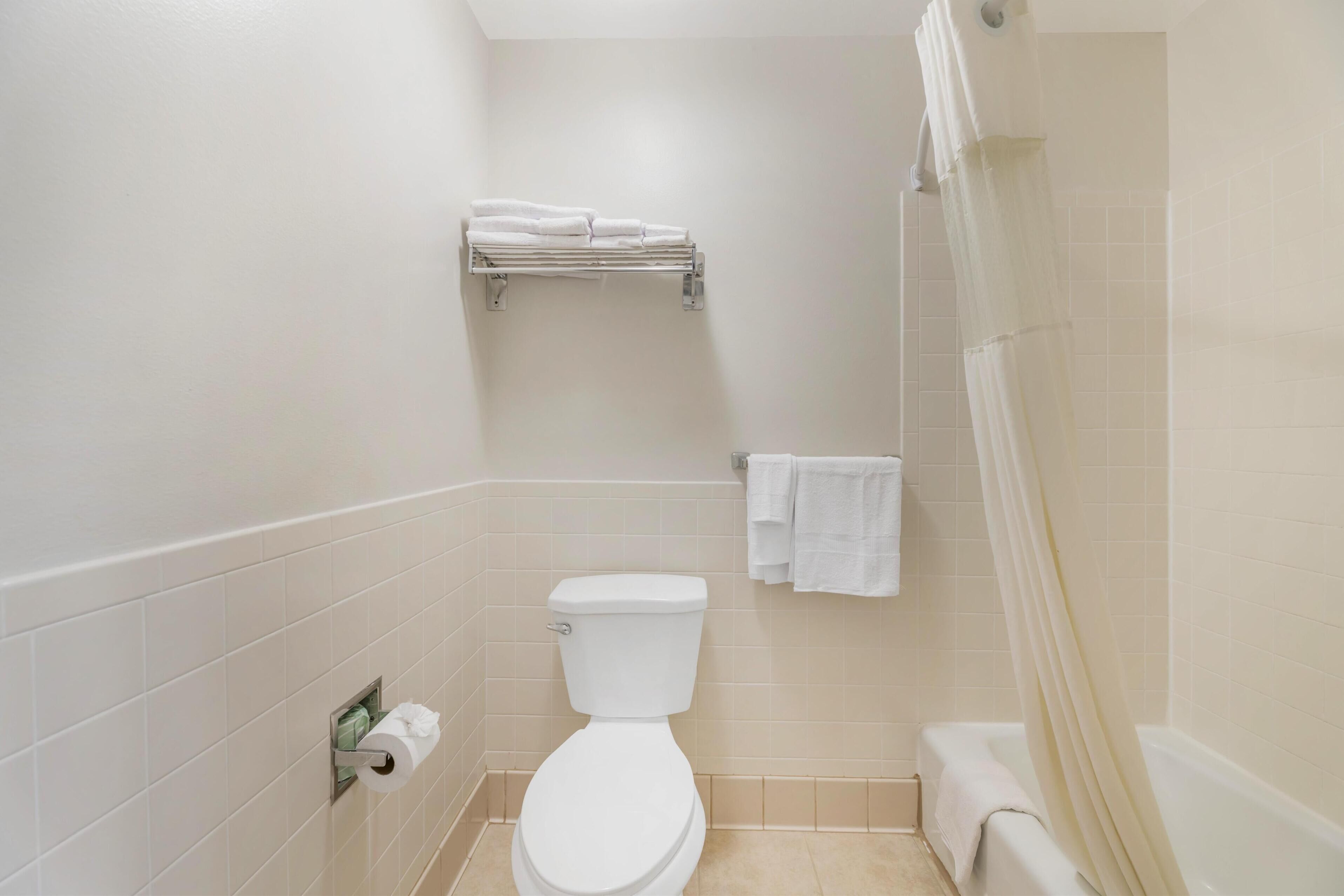 standard room, 1 king bed, non smoking, microwave | bathroom | combined shower/bathtub, eco-friendly toiletries, hair dryer, towels