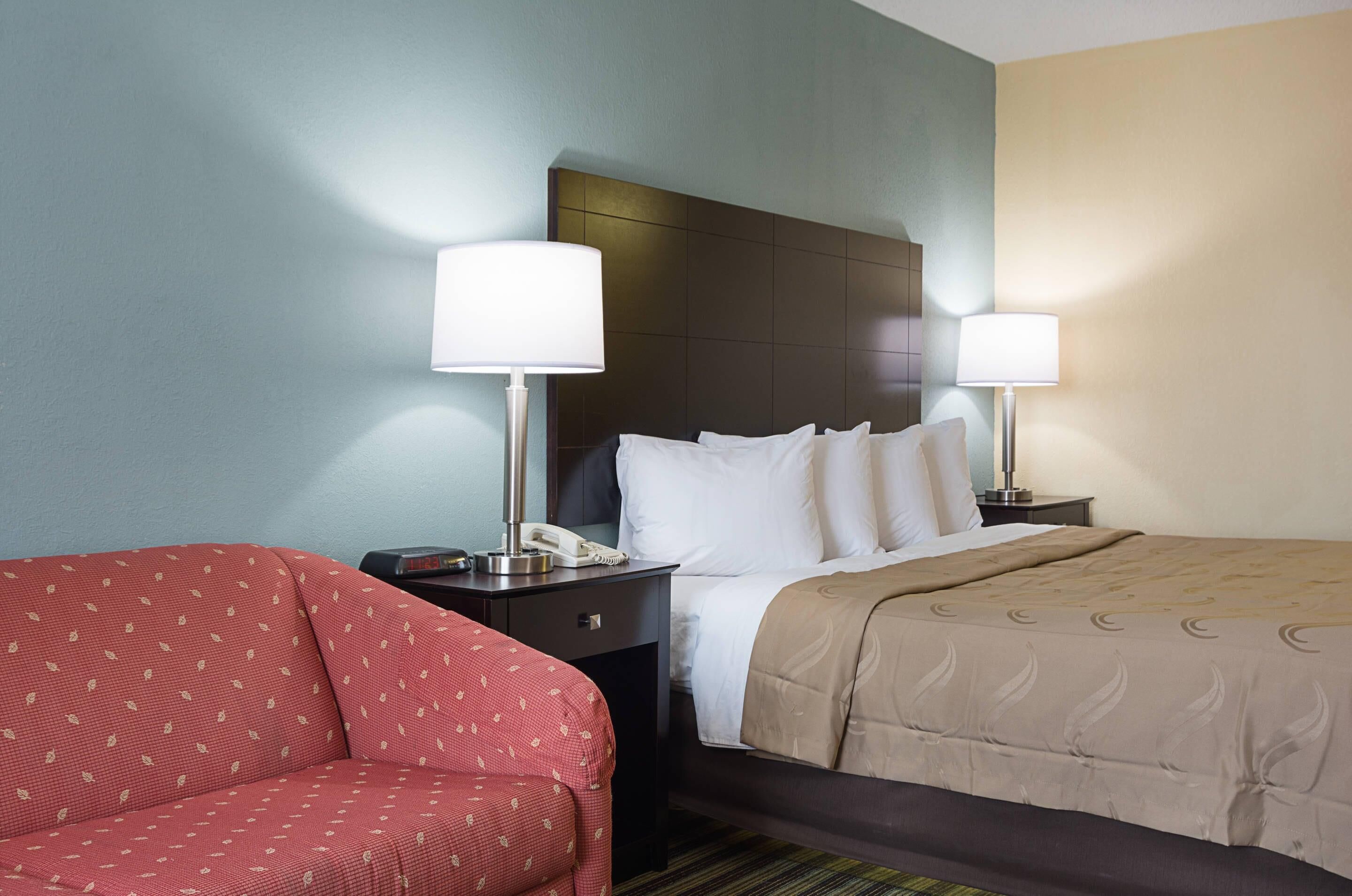 Standard Room, 1 King Bed, Non Smoking | Desk, laptop workspace, blackout drapes, iron/ironing board